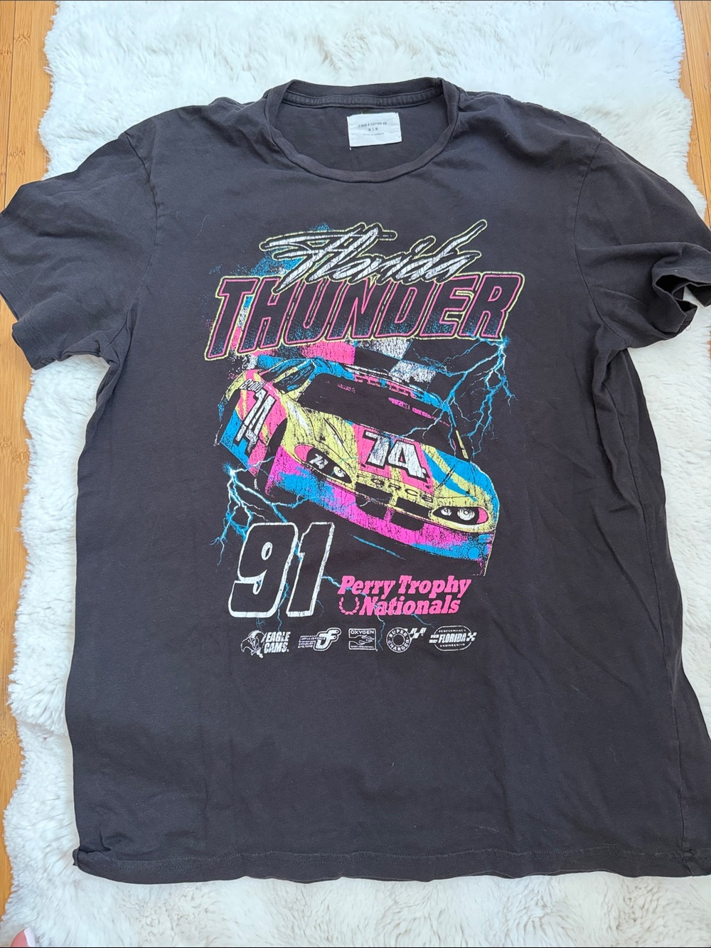 Cotton on Thrills Thunder Graphic Race Tee - Black